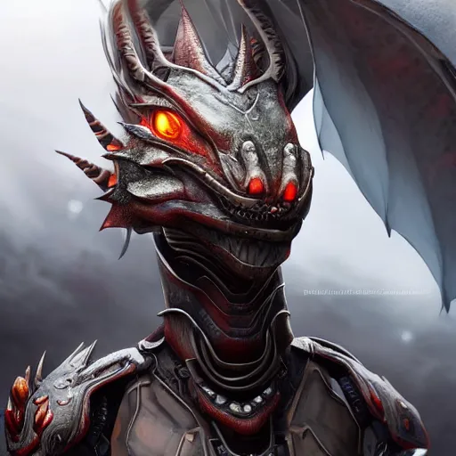 Image similar to stunning cinematic realistic full-body shot, of a beautiful hot anthropomorphic robot female dragon, well designed highly detailed cute female dragon head with slick eyes, looking down at the camera with a smirk, well armored, detailed claws, high quality, HD octane render, fantasy, furry art, Artstation, Deviantart, Furaffinity