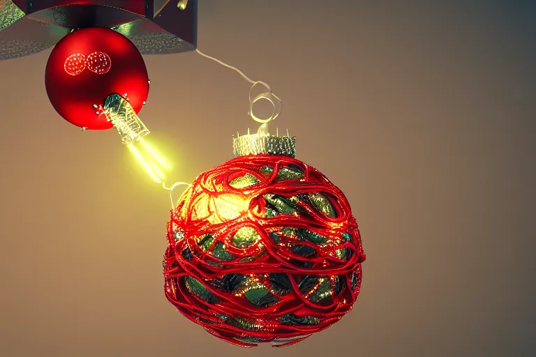 Image similar to a detailed concept art of a jingle bell made from wire and lights, trending on artstation, digital art, 4 k, intricate, octane render, sharp focus