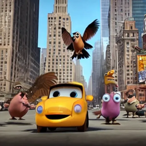 Prompt: film still of the 2012 Pixar film 'Pidgeons of NYC'