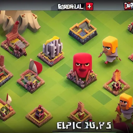 Prompt: clash of clans does a crossover event with fall guys, epic, pixar cartoon style