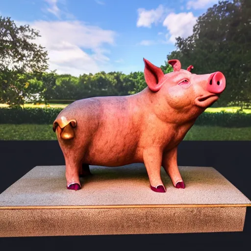 Image similar to photo of a pig statue 4 k, ultra hd