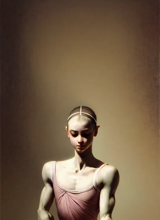 Prompt: neoclassical portrait of a ballerina in temple, by jacques - louis david, by greg rutkowski, by zdzisław beksinski, trending on artstation, featured on pixiv, masterpiece, oil on canvas, cinematic composition, beautiful lighting,