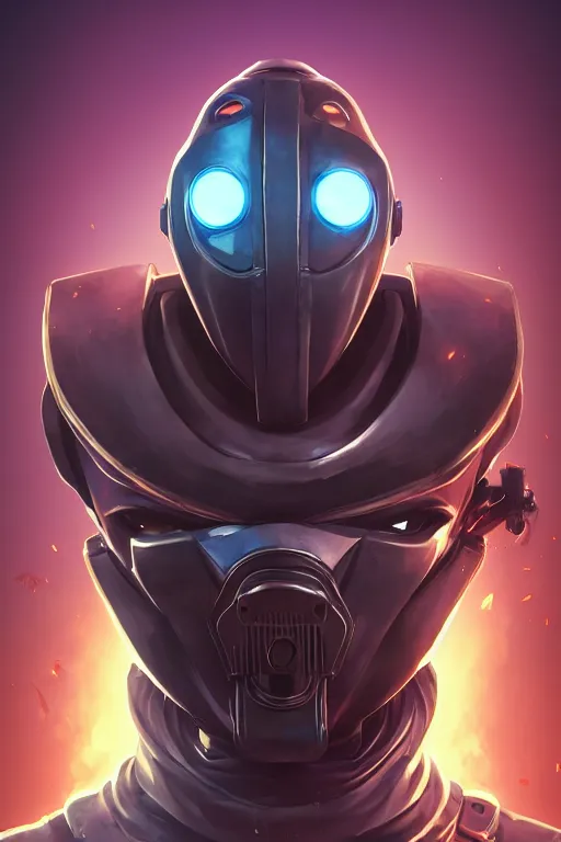 Image similar to epic mask helmet robot ninja portrait stylized as fornite style game design fanart by concept artist gervasio canda, behance hd by jesper ejsing, by rhads, makoto shinkai and lois van baarle, ilya kuvshinov, rossdraws global illumination radiating a glowing aura global illumination ray tracing hdr render in unreal engine 5