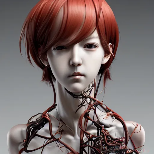 Prompt: prompt : hyperrealist photorealistic 3 d render of persona soft light portrait by takato yamamoto, mecha accessories parts and broken cables, gnarly details, otaku gangasta, inspired by fables, realistic face, smooth face feature, intricate oil painting, high detail, sharp high detail, manga and anime 2 0 0 0