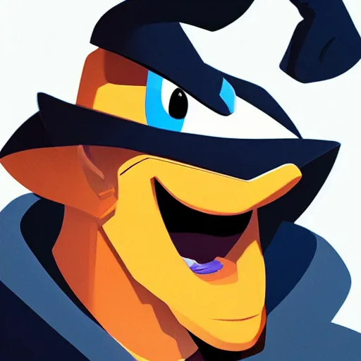 Image similar to face icon stylized minimalist darkwing duck, loftis, cory behance hd by jesper ejsing, by rhads, makoto shinkai and lois van baarle, ilya kuvshinov, rossdraws global illumination