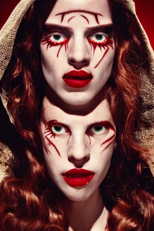 Prompt: film still of jar jar binks as a female cowgirl, long eyeslashes, big juicy lips, big seductive eyes, dramatic cinematic lighting, dolce & gabbana campaign, shot by mario testino, realistic vfx simulation, wavy red hair blowing in the wind 4 k