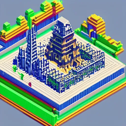 Image similar to isometric voxel art of paris