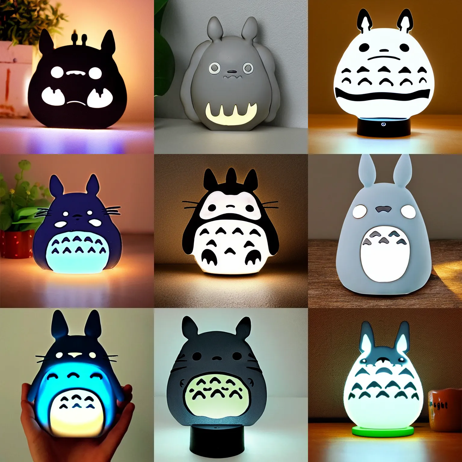 Prompt: a night light in the shape of totoro