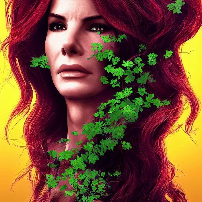 Image similar to portrait of Sandra Bullock as a Poison Ivy in Batman & Robin 1997. intricate artwork. by Tooth Wu, wlop, beeple, dan mumford. octane render, trending on artstation, greg rutkowski very coherent symmetrical artwork. cinematic, hyper realism, high detail, octane render, 8k