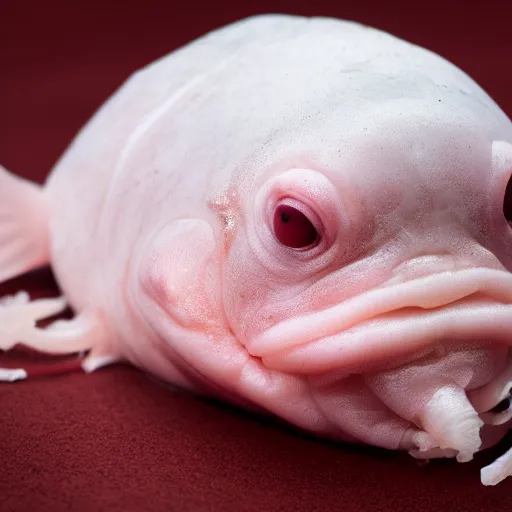 Prompt: blobfish in white hoodie 4 k