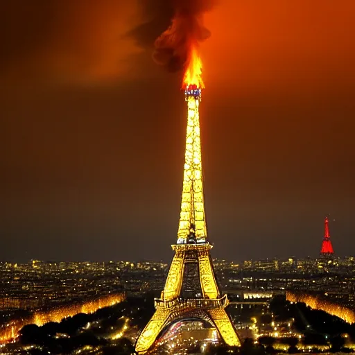 Image similar to eiffel tower on fire