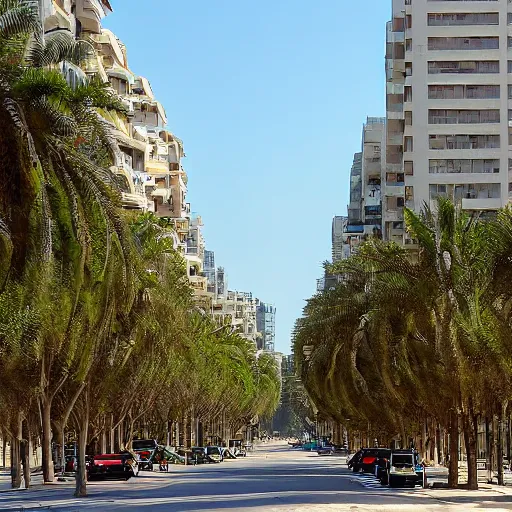 Prompt: Rothschild boulevard in Tel Aviv, 8k resolution