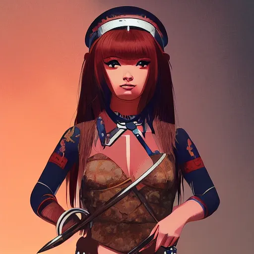 Prompt: femeal pictish Warrior by Ilya Kuvshinov