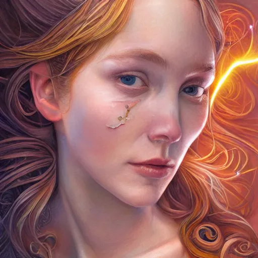 Image similar to realistic detailed face portraits of the spark of life by emilia dziubak, will terry, greg olsen, chris mars, ann long, and mark brooks, fairytale, female, feminine, art nouveau, illustration, character concept design, storybook layout, story board format