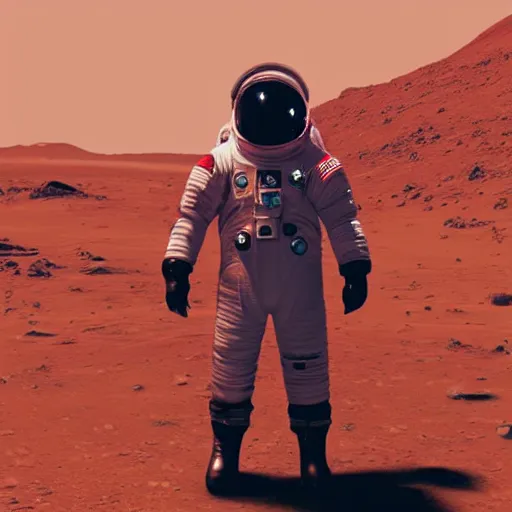 Image similar to photo of a cyberpunk astronaut on mars