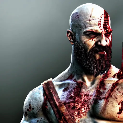 Image similar to kratos in the walking dead 4 k detailed super realistic