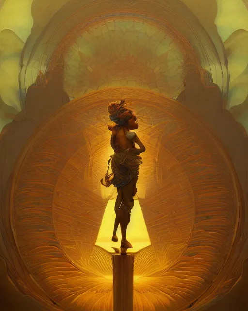 Image similar to standing on an empire, coherent design, symmetrical, concept art, vivid color, complementary color, golden ratio, detailed, sharp lines, intricate ink illustration, rainbowshift, by maxfield parrish, by peter mohrbacher, by gustave dore, by alphonse mucha, deviantart, octane render