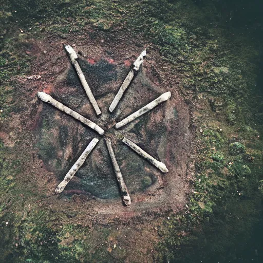 Image similar to ancient demon summoning, magic, volcanic acitvity, shot from drone, intricate abstract