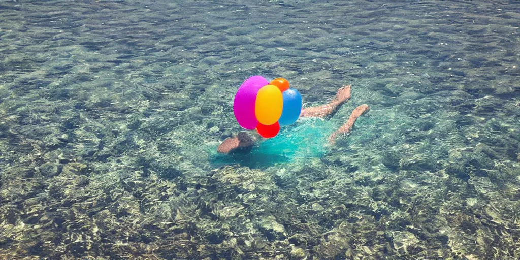 Image similar to clown swimming in the beach