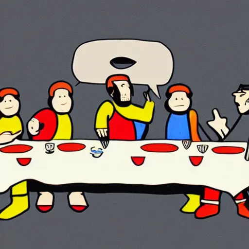 Image similar to the last supper in the style of thierry noir