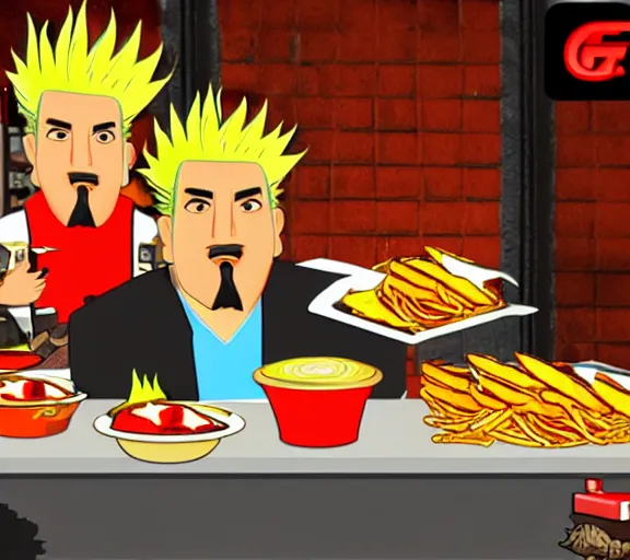 Image similar to screencap of guy fieri ps 2 burger eating minigame, ign screenshot, poor graphics, game ui, hq image