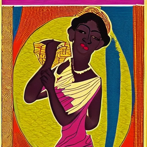 Image similar to ghanian woman from ghana art nouveau art