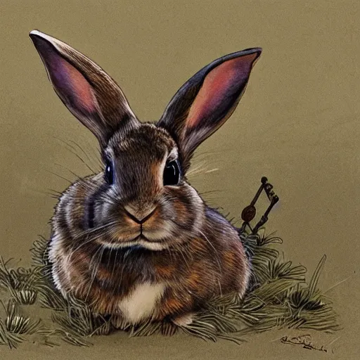 Image similar to rabbit gangster by James Gurney.