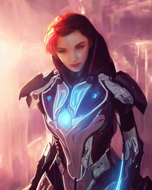 Prompt: perfect aidra fox, warframe armor, beautiful, dreamy, pretty face, blue eyes, portrait, bright light, scifi, utopian architecture in the background, laboratory, ultra realistic, intricate, glow, cinematic, extreme details, focused, masterpiece, art by seunghee lee, blair armitage