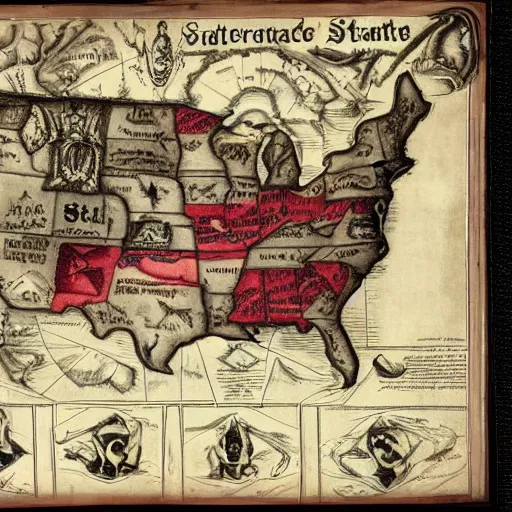 Prompt: Satanic States of America, alternate history, 1840s, daguerrotype