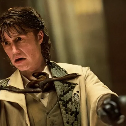 Prompt: a film still of doctor snakehead in harry potter