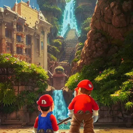 Image similar to highly detailed portrait, mario bros., in gta v, stephen bliss, unreal engine, fantasy art by greg rutkowski, loish, rhads, ferdinand knab, makoto shinkai and lois van baarle, ilya kuvshinov, rossdraws, tom bagshaw, global illumination, radiant light, detailed and intricate environment