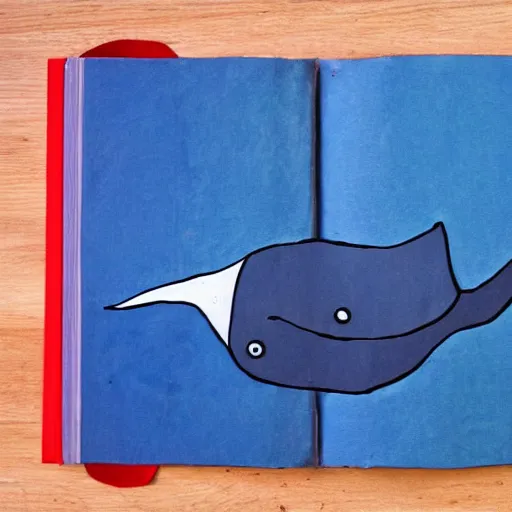 Image similar to children\'s book art of a whale, cute