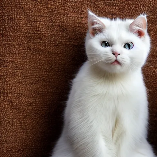 Prompt: white cat sitting with brown fur in the shape of a heart