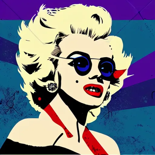 Prompt: marilyn monroe in a billowing white dress, updraft, fallout 7 6 retro futurist illustration art by butcher billy, sticker, colorful, illustration, highly detailed, simple, smooth and clean vector curves, smooth andy warhol style