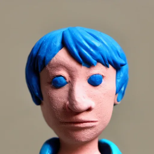 Image similar to lil peep, made of clay, claymation