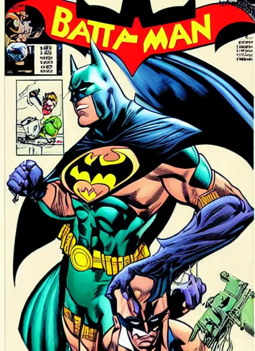 Prompt: 1 9 9 8 issue of jla cover depicting batman by ed mcguinness, masterpiece ink illustration,