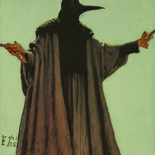 Image similar to plague doctor by edwin austin abbey