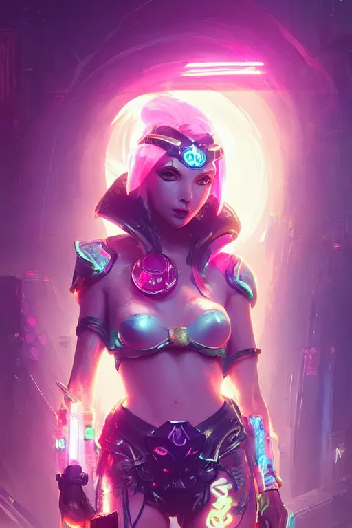 Image similar to lux from league of legends, cyberpunk futuristic neon. decorated with traditional japanese ornaments by ismail inceoglu dragan bibin hans thoma greg rutkowski alexandros pyromallis nekro rene maritte illustrated, perfect face, fine details, realistic shaded, fine - face, pretty face