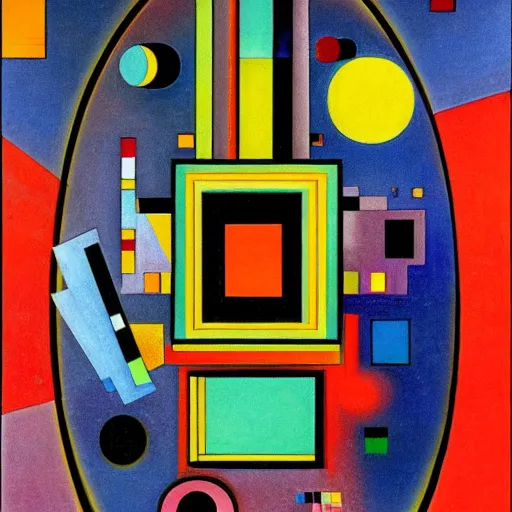 Prompt: geometric spaceship artwork by Vasily Kandinsky