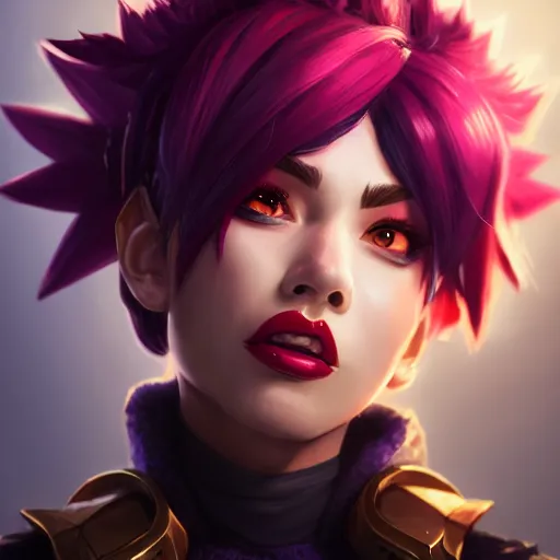 Prompt: portrait of Vi from League of Legends, by Fortiche Studio, by Riot Games, from Netflix's Arcane, trending on artstation,fine details, realistic shaded, fine-face, painted texture, pretty face, Character Portrait, Digital Art, Highly Detailed