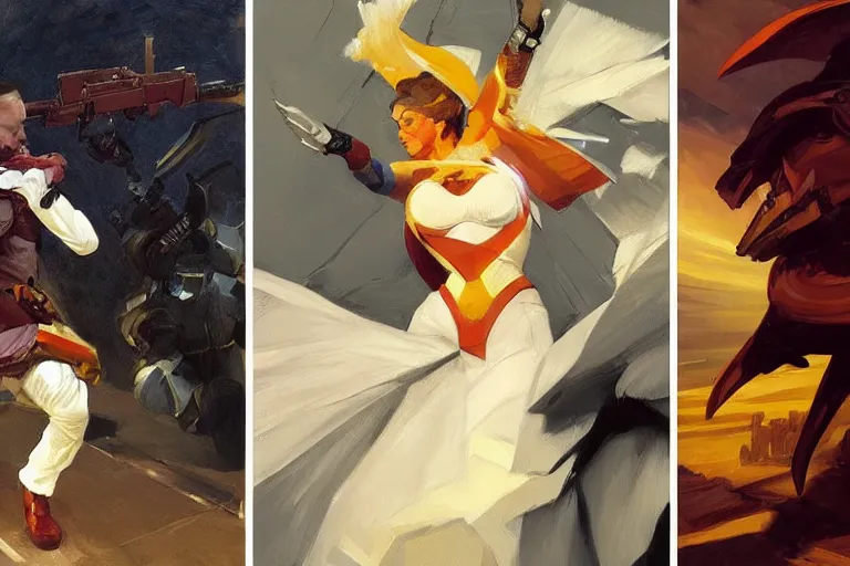 Prompt: concept art by destiny game, painting by sargent and leyendecker and greg hildebrandt