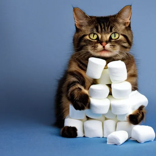 Prompt: cat covered in marshmallow