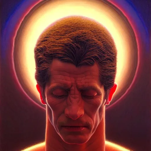 Prompt: cinematic portrait of a god, only head and chest, exotic god features, desaturated, Tim Hildebrandt, Wayne Barlowe, Bruce Pennington, donato giancola, larry elmore, maxfield parrish, Moebius, Thomas Ehretsmann, oil on canvas, gouache painting, masterpiece, trending on artstation, cinematic composition, dramatic pose, beautiful lighting, sharp, details, hyper-detailed, HD, 4K, 8K