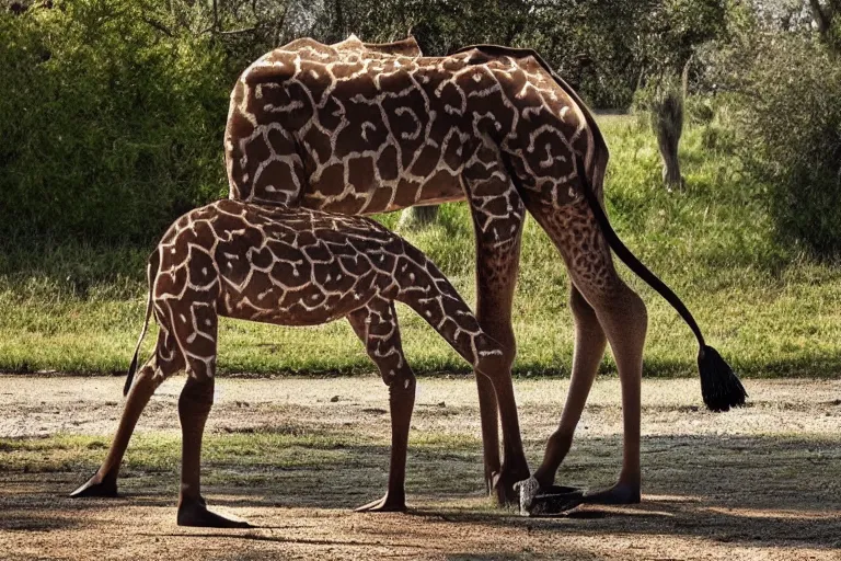 Prompt: a platypus giraffe hybrid