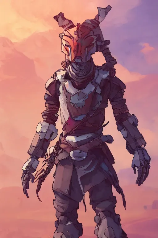 Image similar to combination suit armor aloy horizon forbidden west horizon zero dawn robot ninja mask helmet backpack tribal, art gta 5 comics, official fanart behance hd artstation by jesper ejsing, by rhads, makoto shinkai and lois van baarle, ilya kuvshinov, ossdraws radiating a glowing aura cgi rtx 2 0 2 2