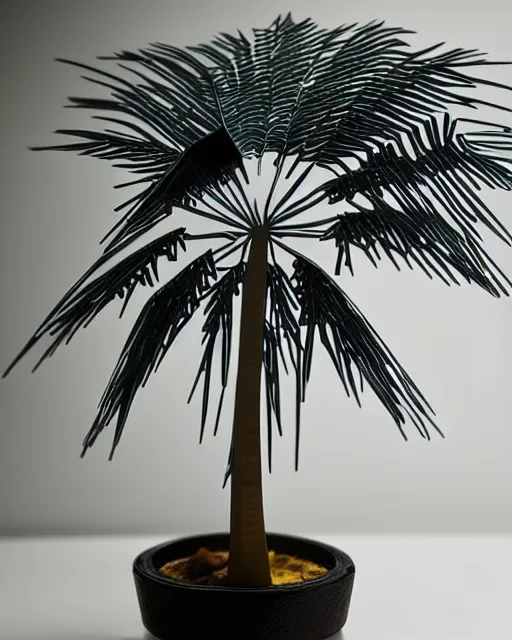 Prompt: an origami a palm tree by akira yoshizawa, realistic, very detailed, complex, intricate, studio lighting, bokeh, sigma 5 0 mm f 1. 4