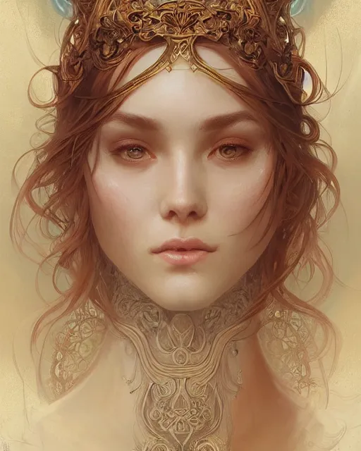 Image similar to portrait of a transcendental creature, d & d, fantasy, intricate, elegant, highly detailed, digital painting, artstation, concept art, smooth, sharp focus, illustration, art by artgerm and greg rutkowski and alphonse mucha