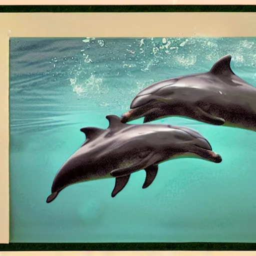 Prompt: Stereogram of two dolphins