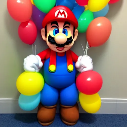 Prompt: super mario made out of balloons