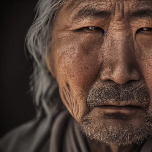 Prompt: stunning beautiful portrait photography of a face detailing middle aged samurai from national geographic magazine award winning, dramatic lighting, taken with Sony alpha 9, sigma art lens, medium-shot